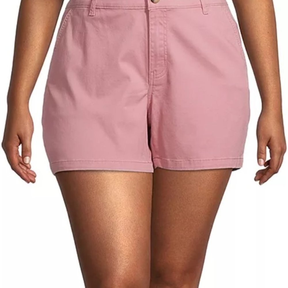 a.n.a. Women's Plus-Size 26 ROSE PINK 4.5" Mid Rise Flat-front Chino Short